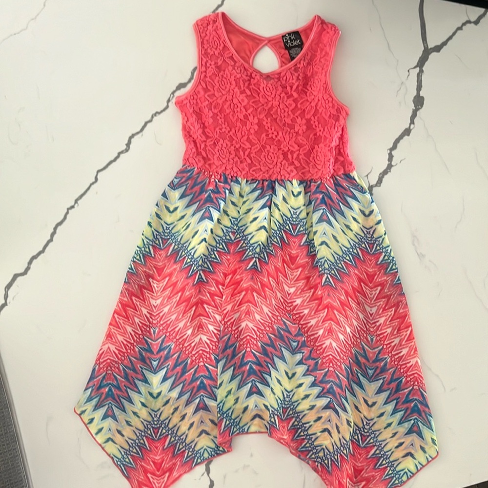 Amazing girls, summer dress, pink and violet 10-12